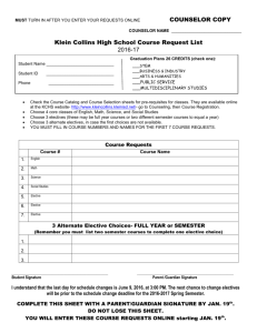 Klein Collins High School Course Request Sheet
