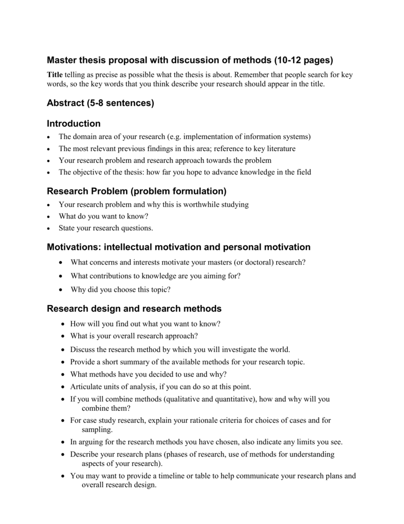 Master thesis structure