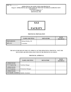 Operational Qualification Protocol