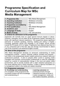 MSc Media Management Programme Specification and Curriculum