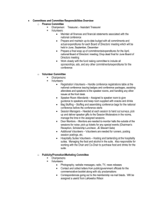 Conference Committee responsibilities sheet
