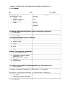 Screening Checklist for Identification of a Possible Specific