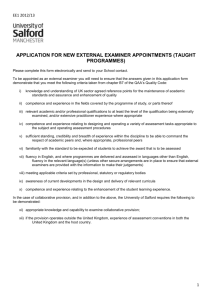 EE1 2012/13 APPLICATION FOR NEW EXTERNAL EXAMINER