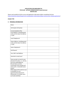 Psych 465 Course Application Form W2015