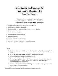 Team Take Away 1 - Investigating Standards Math Practice