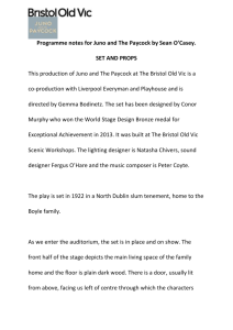 Programme notes for Juno and The Paycock by Sean O`Casey. SET