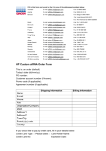HPP Grade siRNA Order Form