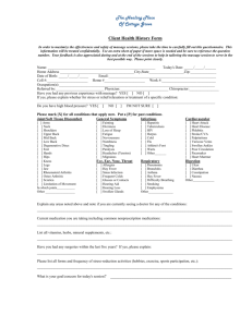 Client Health History Form - The Healing Place of Cottage Grove