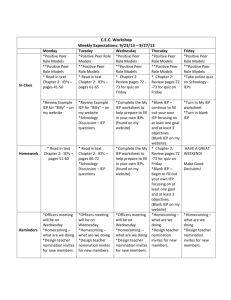 C.E.C. Workshop Weekly Expectations: 9/23/13 – 9/27/13 Monday