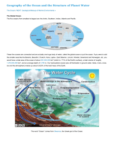 Geography of the Ocean and the Structure of Planet Water