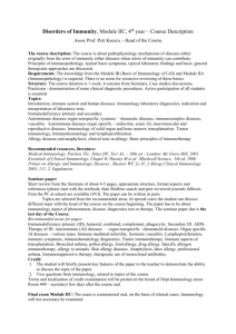 Disorders of Immunity, Module IIC, 4th year – Course Description