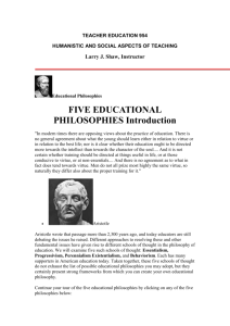five educational philosophies - Department of Science Teaching