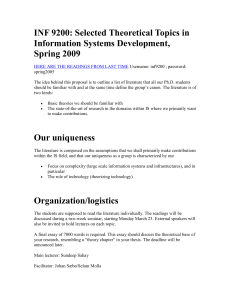 INF 9200: Selected Theoretical Topics in Information Systems