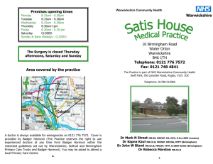 Practice Booklet - Satis House Medical Practice