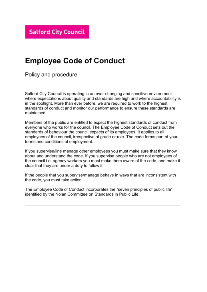 employee-code-of-conduct-policy-sample-template