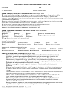 OCCUPATIONAL THERAPY PLAN OF TREATMENT