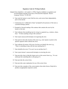 Regulatory Scale for Writing Feedback