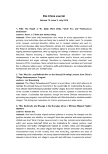 The China Journal Volume 74, Issue 2, July 2015 1. Title: The