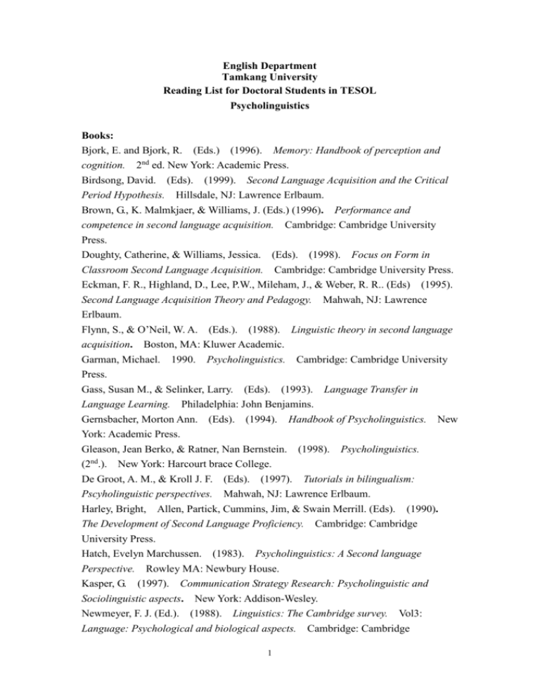 english phd reading list