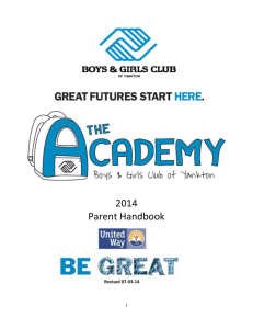 Academy Parent Handbook - Boys & Girls Club of Brookings