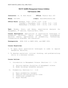 MGNT 4640 (Management Science) Syllabus