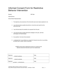 Behavior Intervention Plan Format