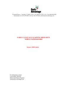 Early Language Learning Research, White Paper Report