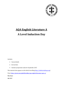 Engl Lit Induction Day Booklet and Summer Work