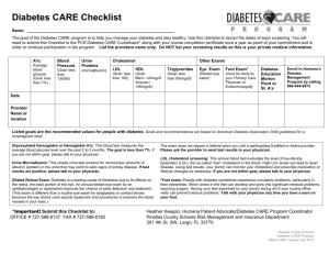 Diabetes Care Checklist - Pinellas County Schools