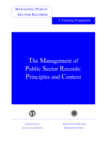 The Management of Public Sector Records: Principles and Context