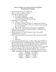Practice Problems for Concepts Chemical Equilibrium