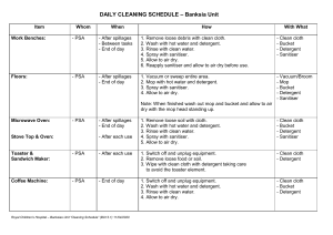 WEEKLY CLEANING SCHEDULE – Banksia Unit
