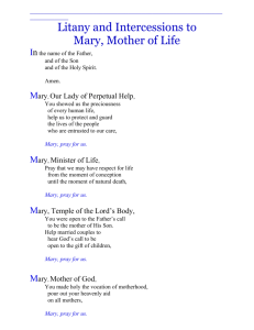 LITANY TO MARY, MOTHER OF LIFE