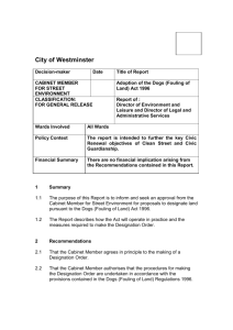 Report to: - Westminster City Council