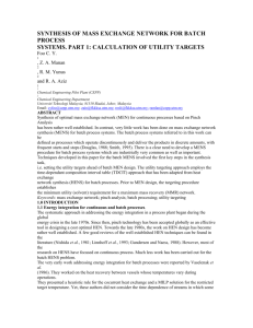 SYNTHESIS OF MASS EXCHANGE NETWORK FOR BATCH