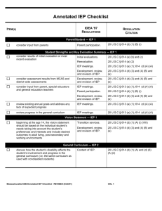 Annotated IEP Checklist - Massachusetts Department of Education