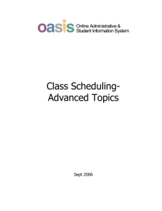 Class Scheduling-Advanced Topics