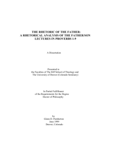 The Rhetoric of the Father: A Rhetorical Analysis of the Father/Son