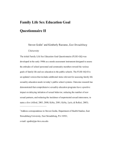 Family Life Sex Education Goal Questionnaire II
