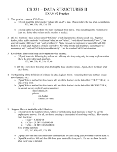 CS 351 – DATA STRUCTURES II EXAM #2 Practice This question