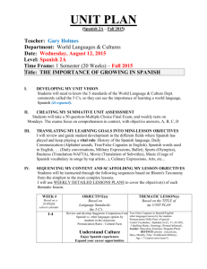 UNIT PLAN 1 - Spanish 2A- Wednesday-8-12-15