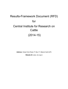 Results-Framework Document (RFD) for Central Institute for