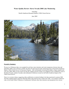 Water Quality Review: Sierra Nevada 2006 Lake Monitoring