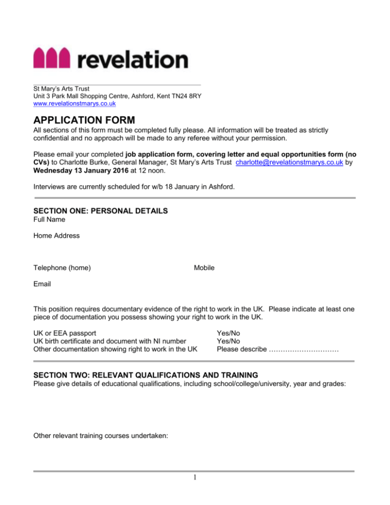 Recruitment General Manager Application Form