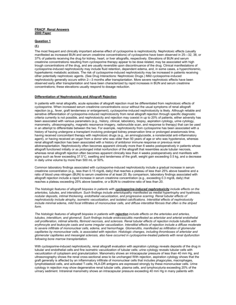FRACP Renal Answers