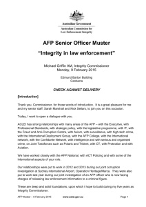 AFP Senior Officer Muster—“Integrity in law enforcement”—9