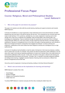 Professional Focus Paper: Religious, Moral and Philosophical