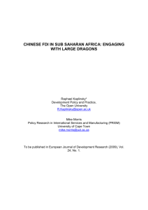Chinese FDI In Sub Saharan Africa - Asian Drivers