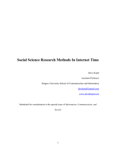 Social Science Research Methods In Internet Time