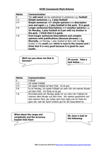 GCSE Coursework Mark Scheme Marks Communication 0 The odd